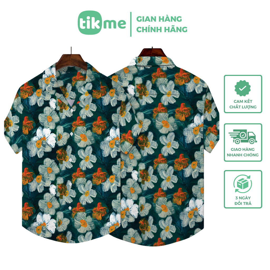 Áo Sơ Mi Đi Biển, Áo Hawaii Dáng Rộng Tay Cộc Họa Tiết Thời Trang Mùa Hè, Áo Nhóm Gia Đình Đi Chơi Đi Du Lịch