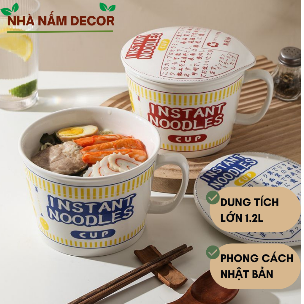 Tô Sứ Úp Mì Dung Tích Lớn 1.2L Thiết Kế Nhật Tiện Lợi Cho Dân Văn Phòng, Học Sinh