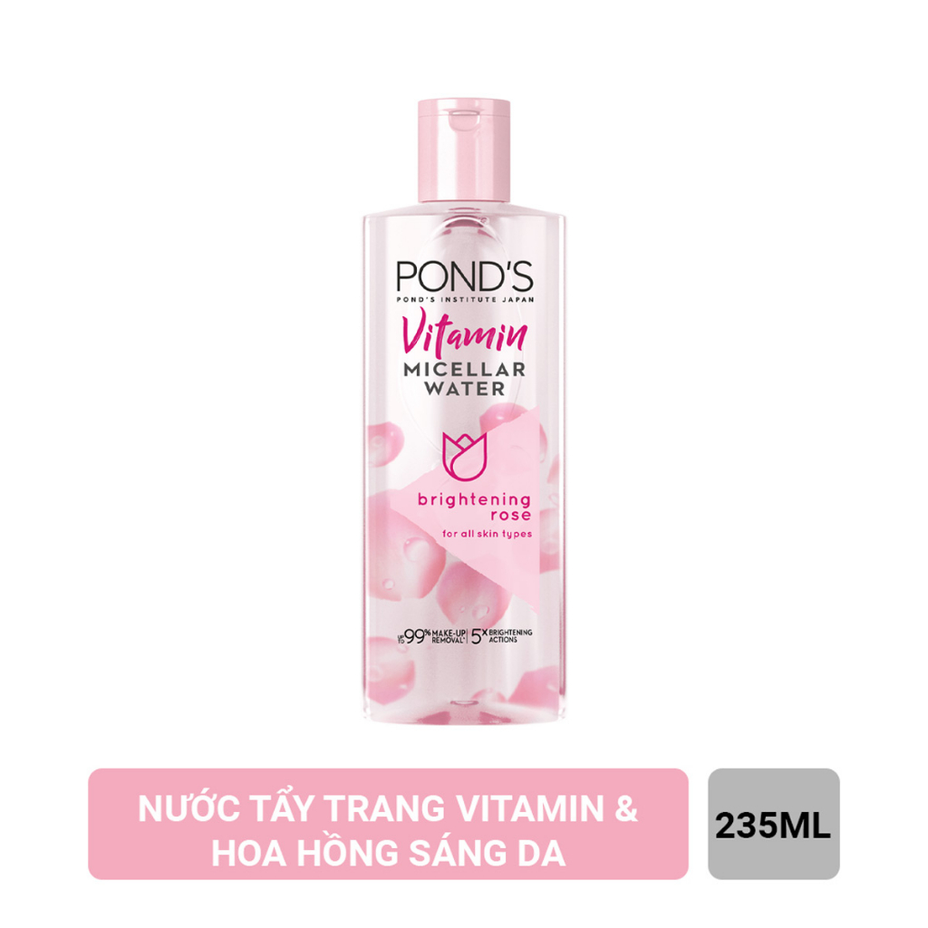 Nước Tẩy Trang Pond's Vitamin Và Hoa Hồng Sáng Da 235ml Micellar Water Vitamin Bright