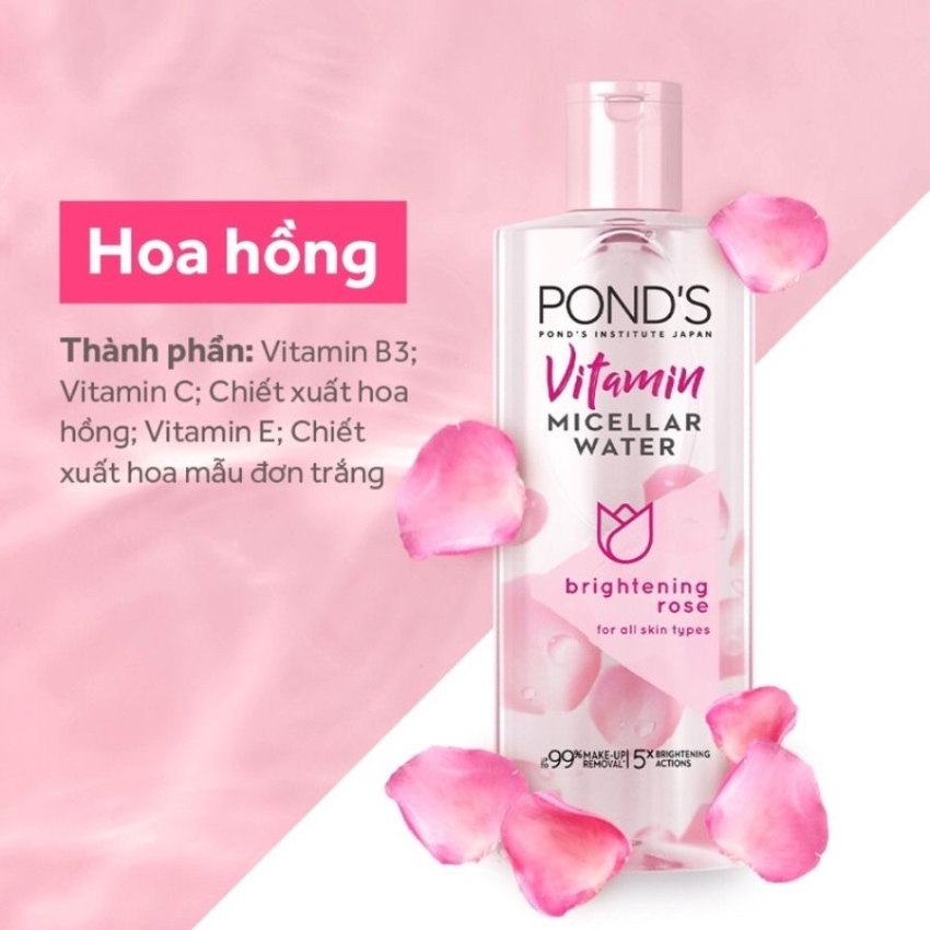 Nước Tẩy Trang Pond's Vitamin Và Hoa Hồng Sáng Da 235ml Micellar Water Vitamin Bright