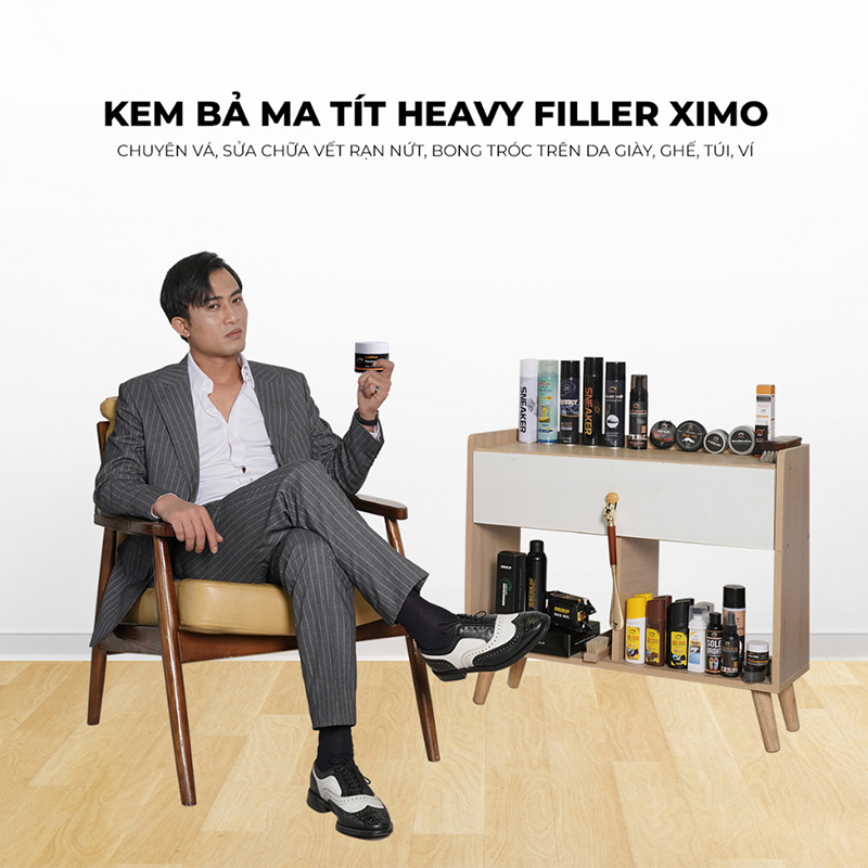 Kem Bả Ma Tít Heavy Filler XIMO 50ml Chuyên Vá, Sửa Chữa Vết Bong Tróc Trên Da Giày, Ghế, Túi, Ví Hàng Chính Hãng