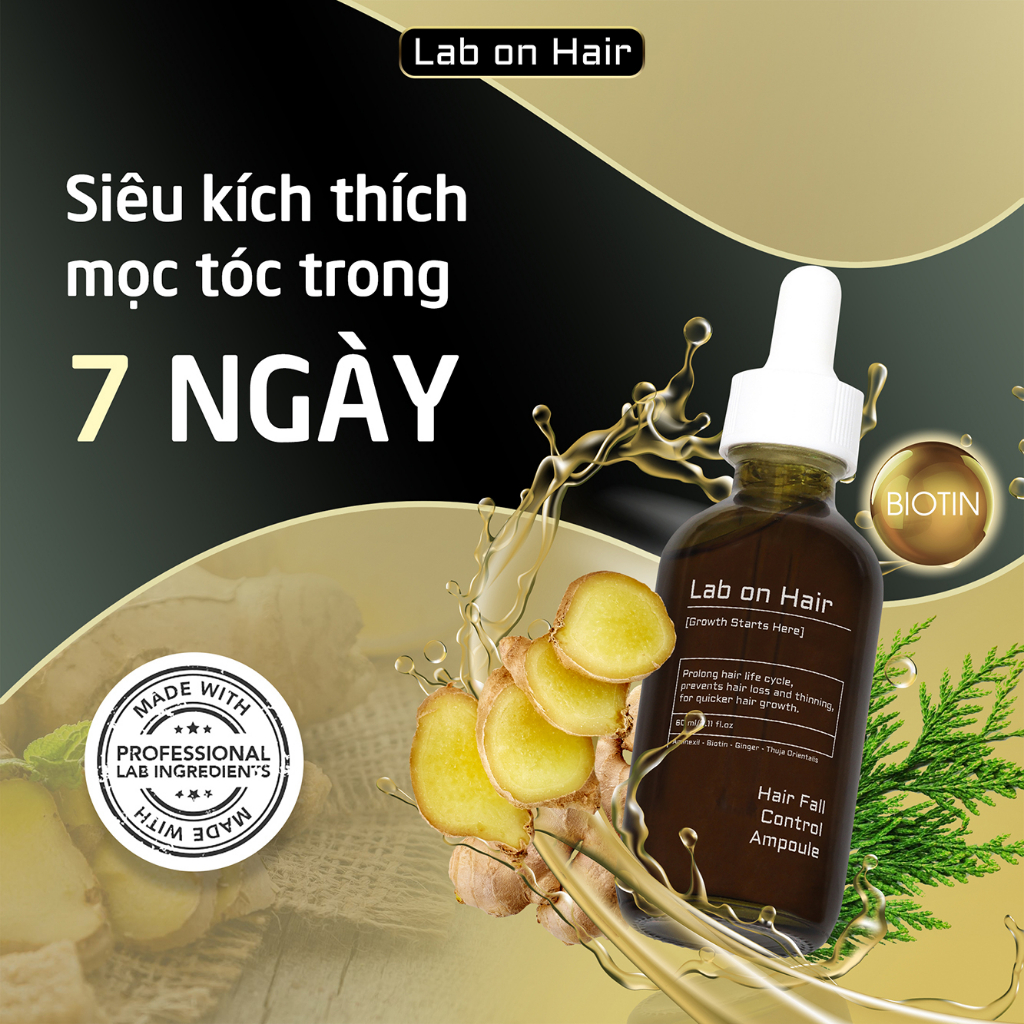 Tinh chất gừng mọc tóc Lab On Hair giảm gẫy rụng tóc với thành phần Biotin Gừng và chiết xuất thực vật