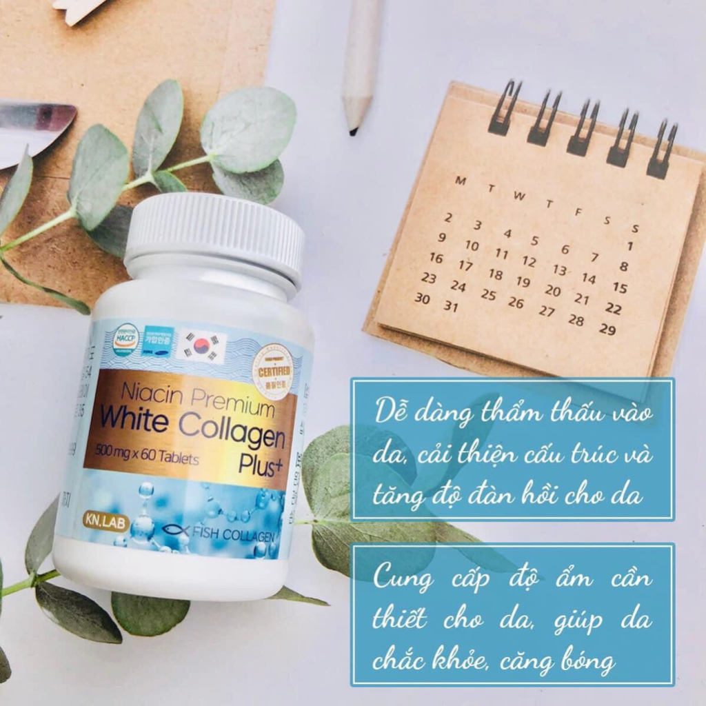 Viên uống Collagen trắng da, cấp nước Kn.lab Hàn Quốc, hộp 60 viên. Giúp chống lão hoá, cho làn da trắng sáng