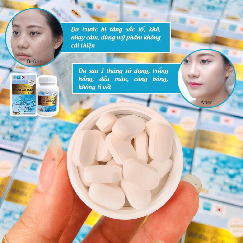 Viên uống Collagen trắng da, cấp nước Kn.lab Hàn Quốc, hộp 60 viên. Giúp chống lão hoá, cho làn da trắng sáng