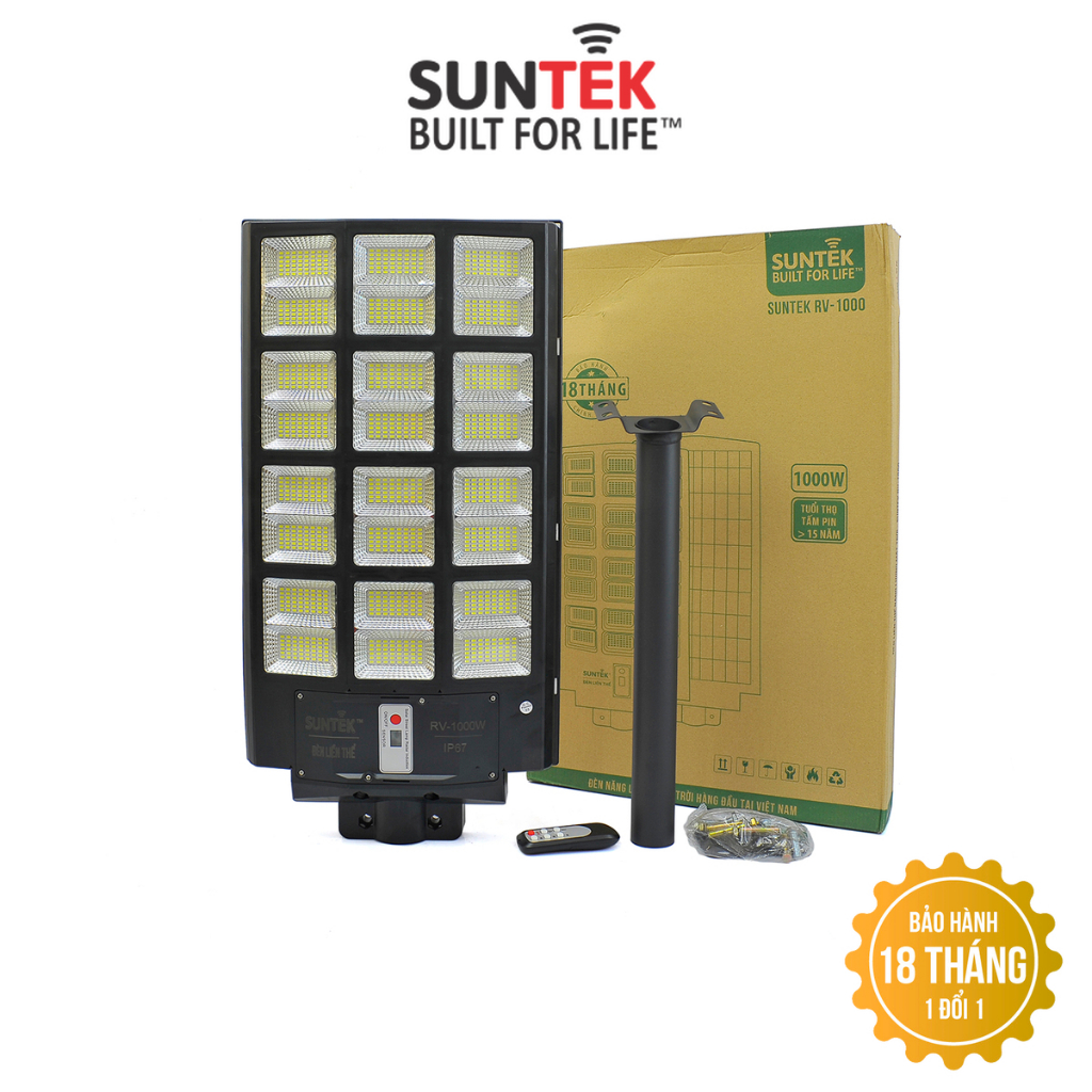 Đèn Đường Liền Thể Năng Lượng Mặt Trời SUNTEK RV-300W-400W-500W-1000W - Sáng cả đêm | Tự động Bật/Tắt - Hàng Chính Hãng