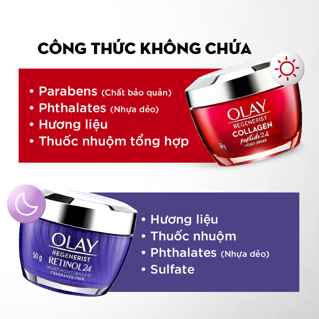 Combo 2 Kem Dưỡng Ẩm Căng Mướt, Tái  Tạo & Ngừa Lão Hóa OLAY REGENERIST COLLAGEN 50G & OLAY RETINOL 50G