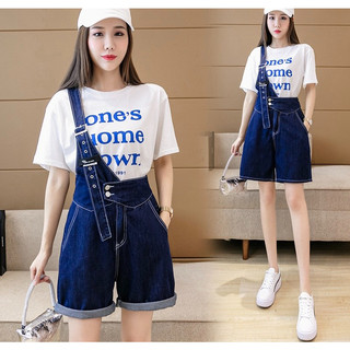  Quần Yếm Jean Ngắn Ống Rộng Phong Cách Hần Quốc. Quần Yếm Đùi Dáng Rộng_Y2