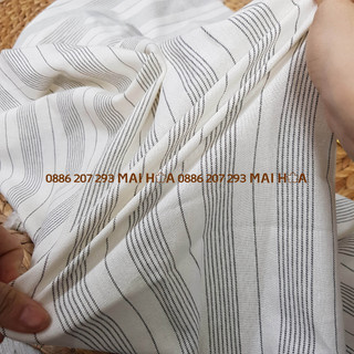Vải linen kẻ sọc vải đũi kẻ chất vải mát mềm vừa tay, tiệm vải Mai Hoa