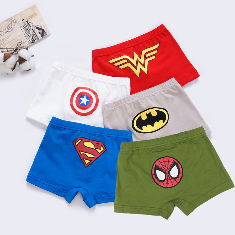 Quần Lót Bé Trai Chất Vải Cotton Kháng Khuẩn, Quần Chip Đùi Họa Tiết Siêu Nhân Bé Trai 2-9T