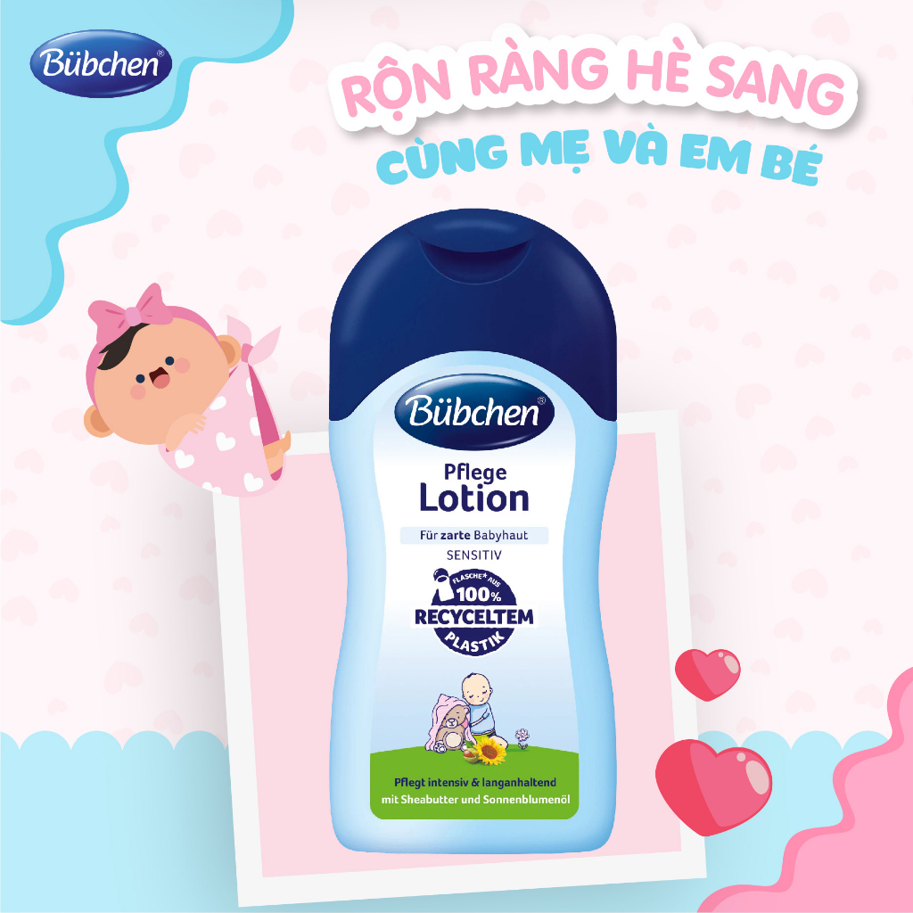 Daye T8/2023 Sữa dưỡng thể cho trẻ sơ sinh chiết xuất bơ và dầu hướng dương Bubchen Pflege Lotion 400ml