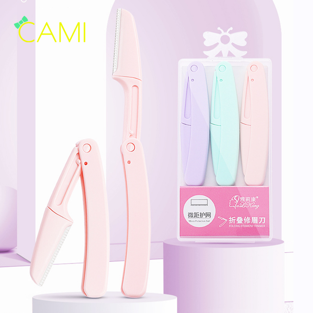 Bộ 3 tỉa lông mày thiết kế gấp gọn tiện lợi, an toàn, giúp định hình lông mày, chất liệu thép không gỉ - Cami - CMPK350