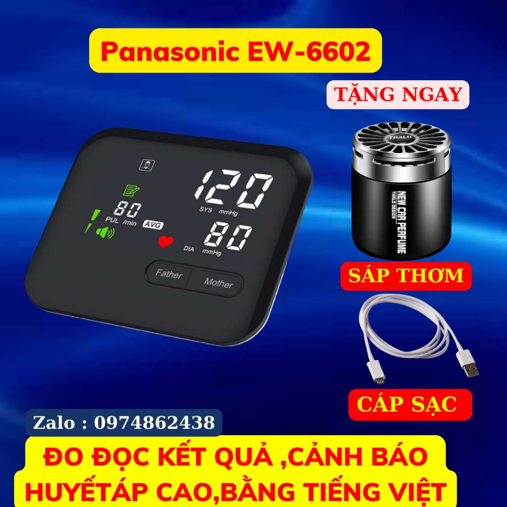 Máy đo huyết áp nhật panasonic EW-6602 đọc kết quả bằng giọng nói tiếng việt, 2 nút đo cảm ứng