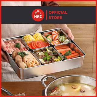 Khay inox 201 đựng topping gia vị hoa quả nhiều ngăn có nắp nhập khẩu Hàn Quốc