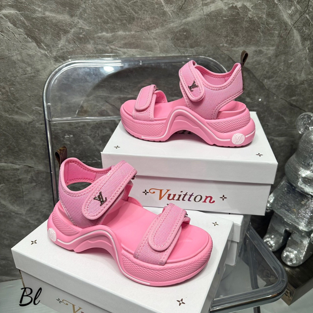 SANDAL LV QUAI DÁN MÀU TRƠN