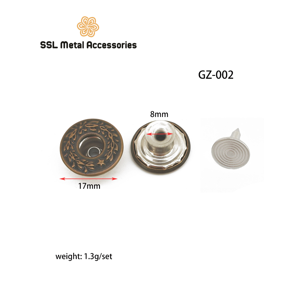 Nút đóng quần jean bằng kim loại thời trang mới nhiều màu GZ-002 17mm