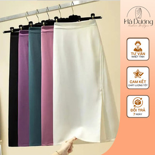 Chân váy chữ A xẻ cong chiều dài 65cm, chân váy công sở dáng dài