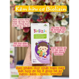 kẽm siro Biolizin  giúp bé cải thiện tiêu hóa,hết biếng ăn, trẻ suy dinh dưỡng chậm lớn .