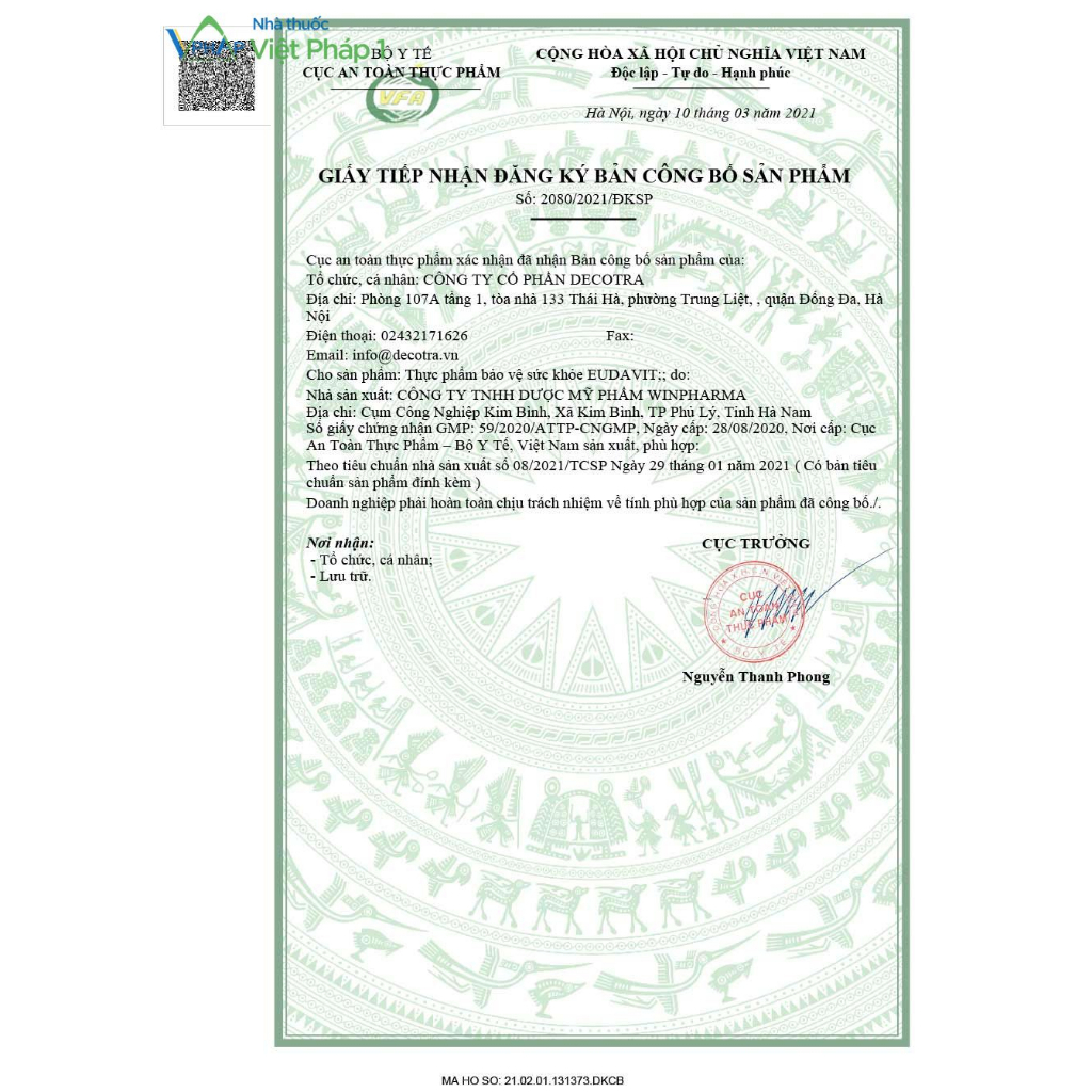Eudavit thực phẩm bảo vệ sức khỏe, bổ sung canxi cho cơ thể
