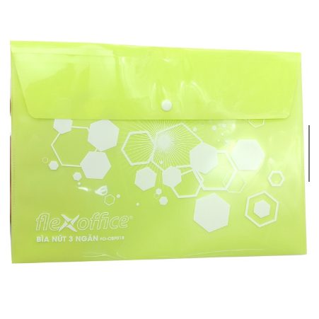 Bìa Nút 3 Ngăn - Flexoffice FO-CBF018 - Màu Xanh Chuối