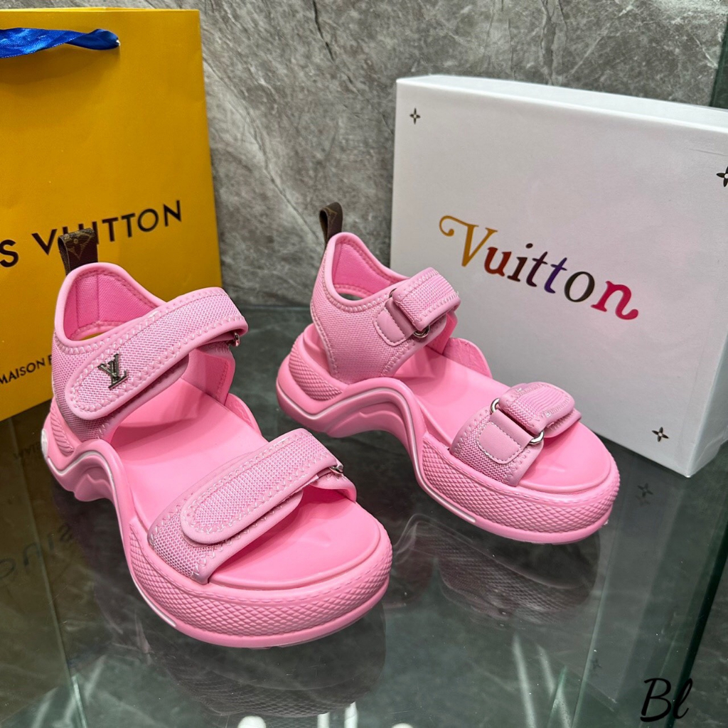 SANDAL LV QUAI DÁN MÀU TRƠN