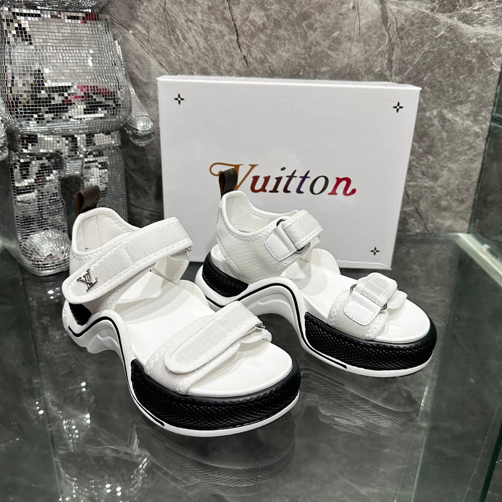 SANDAL LV QUAI DÁN MÀU TRƠN