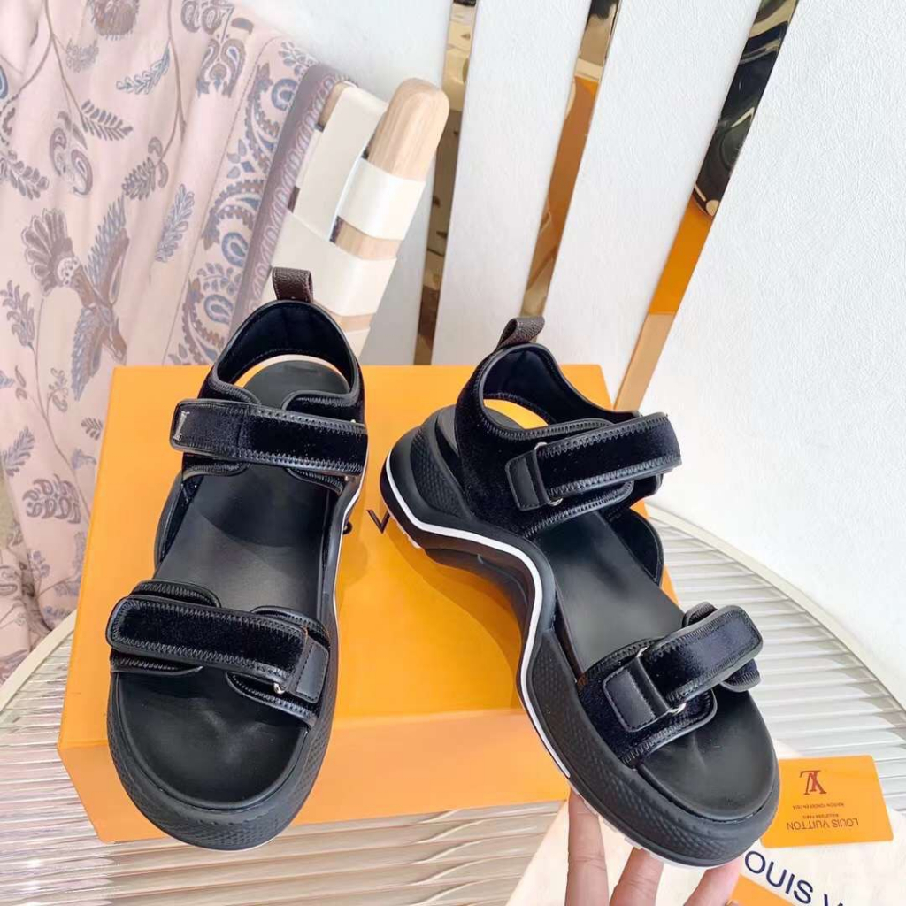 SANDAL LV QUAI DÁN MÀU TRƠN