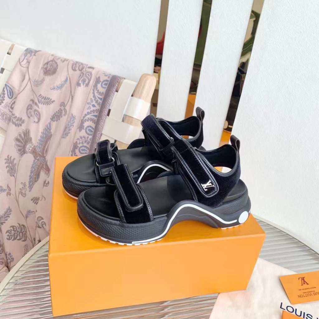 SANDAL LV QUAI DÁN MÀU TRƠN