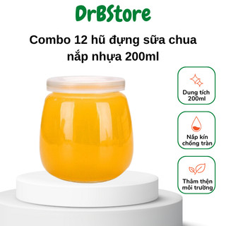 Combo 12 Hũ đựng sữa chua 200ml bằng thủy tinh nắp nhựa- Drbstore