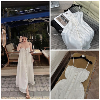Váy maxi hai dây nhũ cúc ngọc sang chảnh