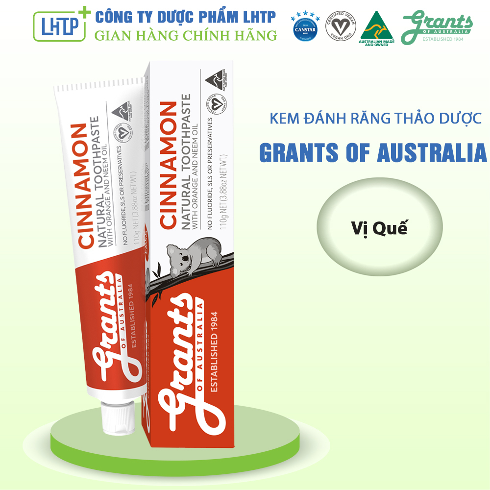 Kem Đánh Răng Thảo Dược GRANTS Vị Quế 100g  - Ngăn Ngừa Viêm Nướu, Ê Buốt, Chảy Máu Chân Răng