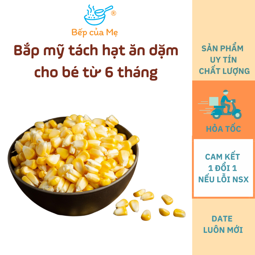 Bắp mỹ tách hạt nấu ăn dặm cho bé từ 6 tháng, gói 20g, Shop Của Mẹ