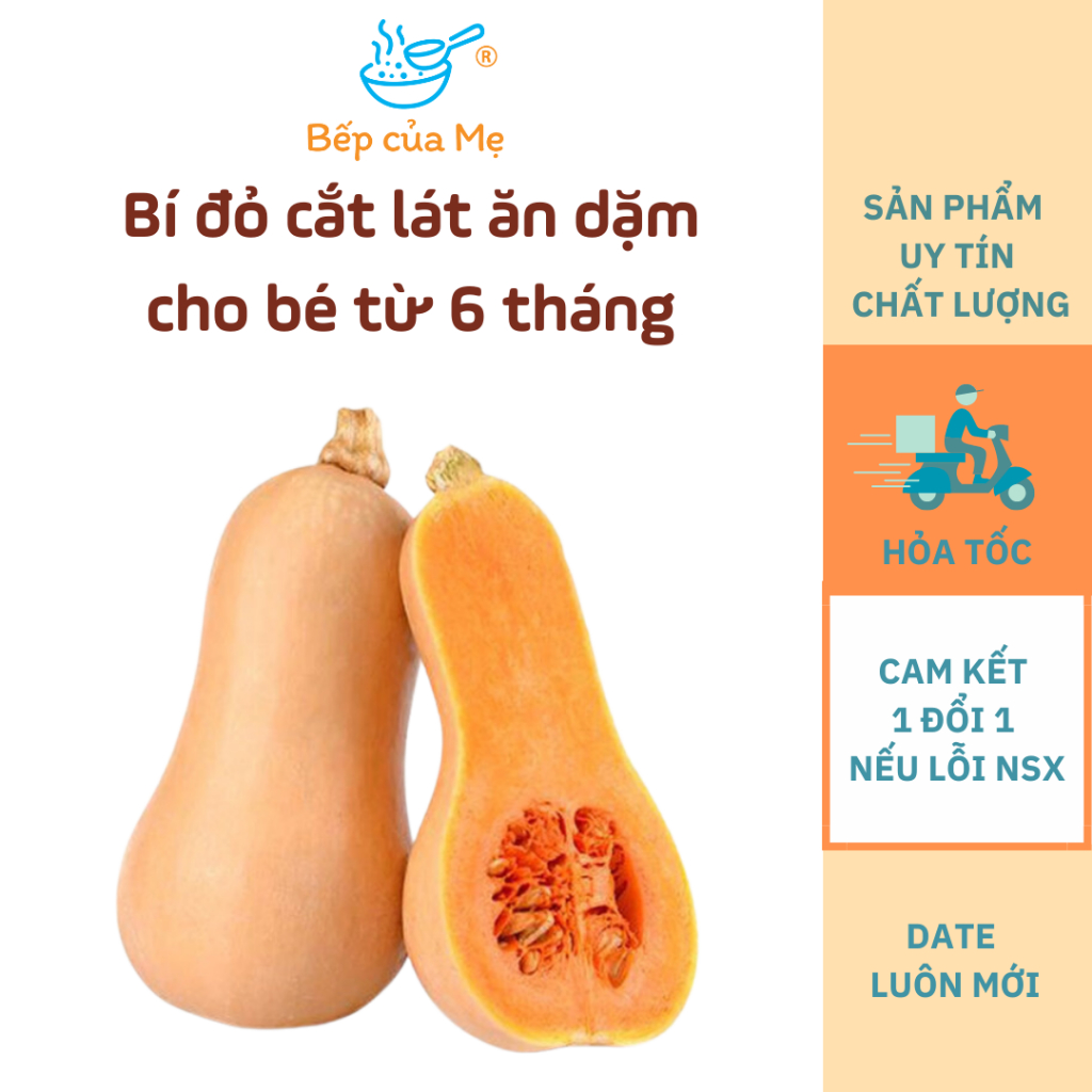 Bí đỏ cắt lát nấu ăn dặm cho bé từ 6 tháng, gói 20g, Shop Của Mẹ