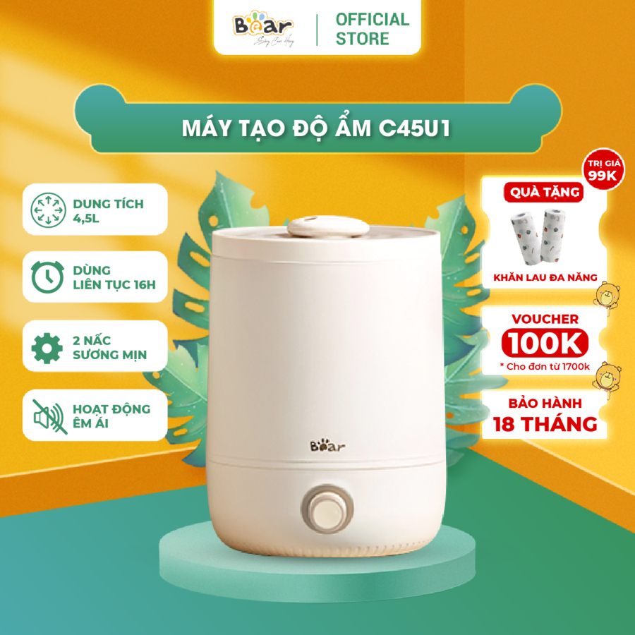 Máy Phun Sương Tạo Ẩm Bear Làm Mát Không Khí, Bộ Lọc Ion Bạc Diệt Khuẩn, Tiết Kiệm Năng Lượng JSQ-C45U1