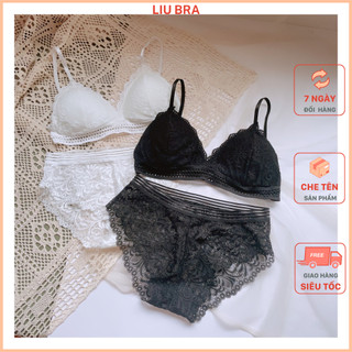 Bộ đồ lót quần lót nữ ren sexy, áo ngực không gọng kèm mút hoa đại quyến rũ