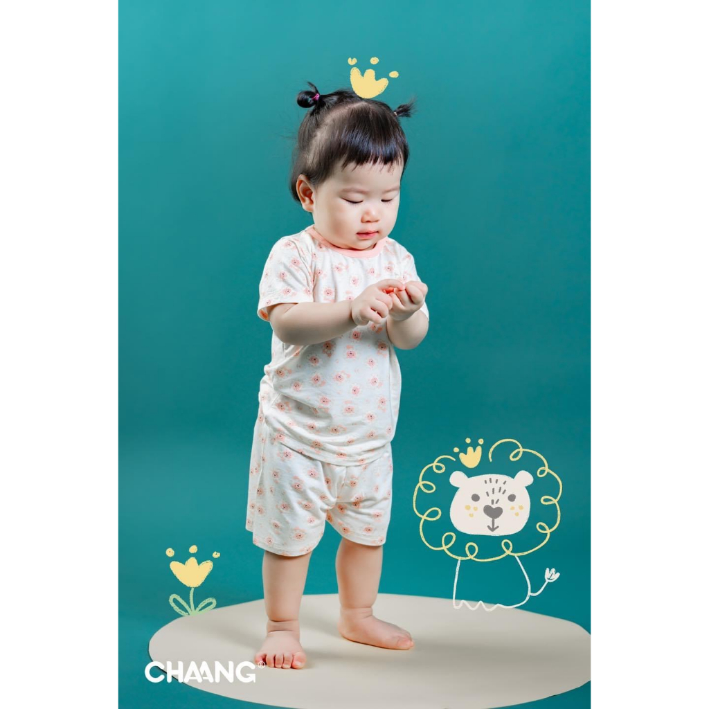 Bộ quần áo cộc tay cúc vai cho bé trai, bé gái Tigger