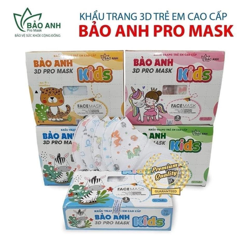 Khẩu Trang Hoạt Hình Hoạ Tiết 3D Dùng Cho Bé từ 2-8 Tuổi