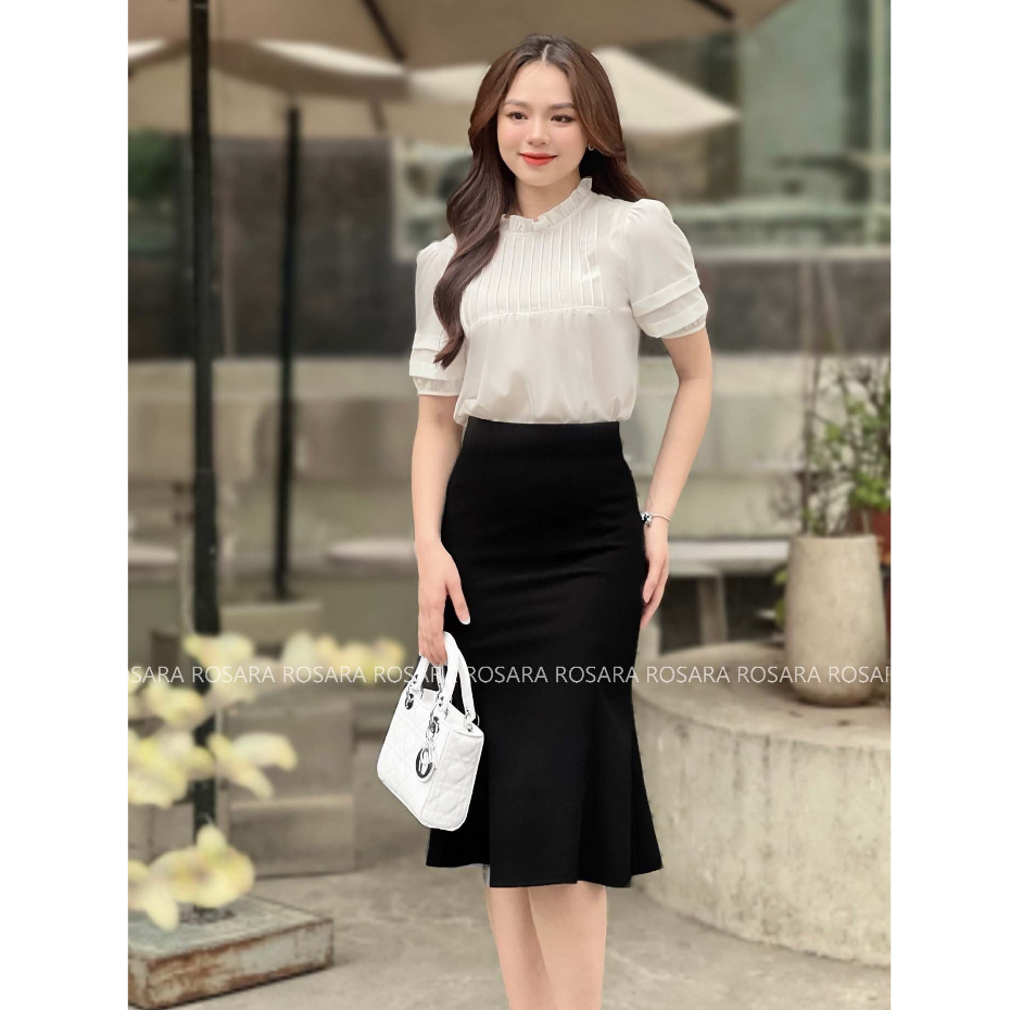 Chân Váy Đen Đuôi Cá Dáng Dài Midi Thời Trang Nữ Rosara CV13