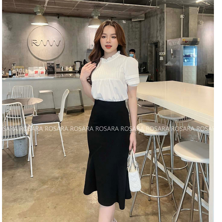 Chân Váy Đen Đuôi Cá Dáng Dài Midi Thời Trang Nữ Rosara CV13