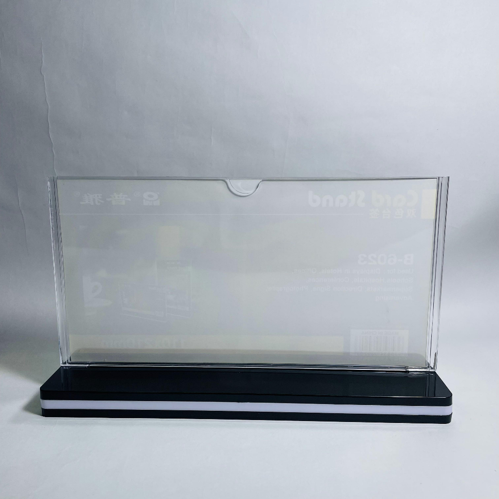 Menu mica để bàn đế ghép 2 mặt 21x11cm ngang cao cấp B6023