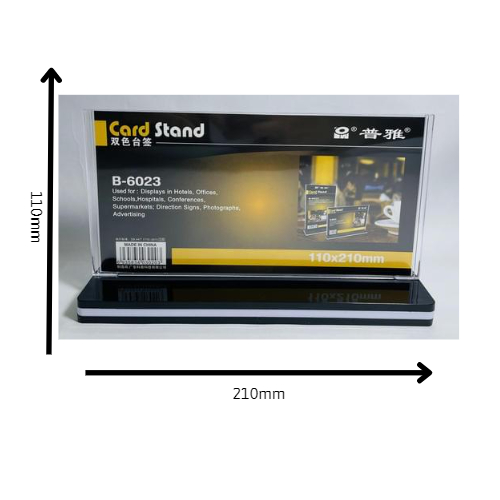 Menu mica để bàn đế ghép 2 mặt 21x11cm ngang cao cấp B6023