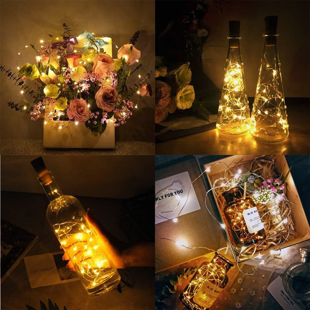 Dây đèn led trang trí fairylight đom đóm dài 1m, 2m, 3m có sẵn pin dùng trang trí hoa, giỏ quà tặng, đèn decor sản phẩm