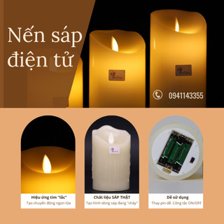 Đèn LED nến sáp THẬT điện tử xài PIN, nến điện tử trang trí sự kiện, spa khách sạn (sáp chảy)