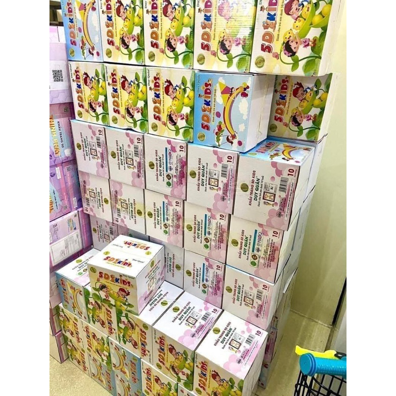 Khẩu trang 5d bé Duy Quân , khẩu trang y tế bé in hình hoa tiết ,khẩu trang bé từ 1-7 tuổi