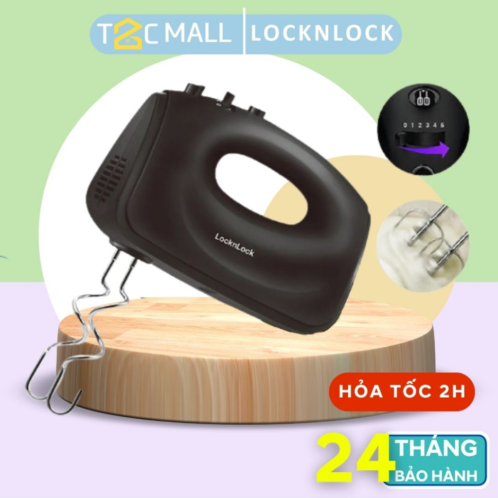 Máy đánh trứng LocknLock Hand Mixer - hai bộ que đánh EJM501DGRY- T2CMALL