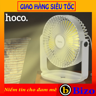 Quạt để bàn Hoco quạt mini F14 đa năng kiêm đèn ngủ quay 360 độ dùng cho du lịch, văn phòng, du lịch, piclic siêu mát