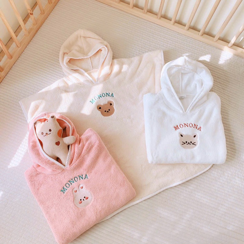 Áo choàng tắm có mũ Monona êm, mềm, siêu thấm hút - Bibi Kids