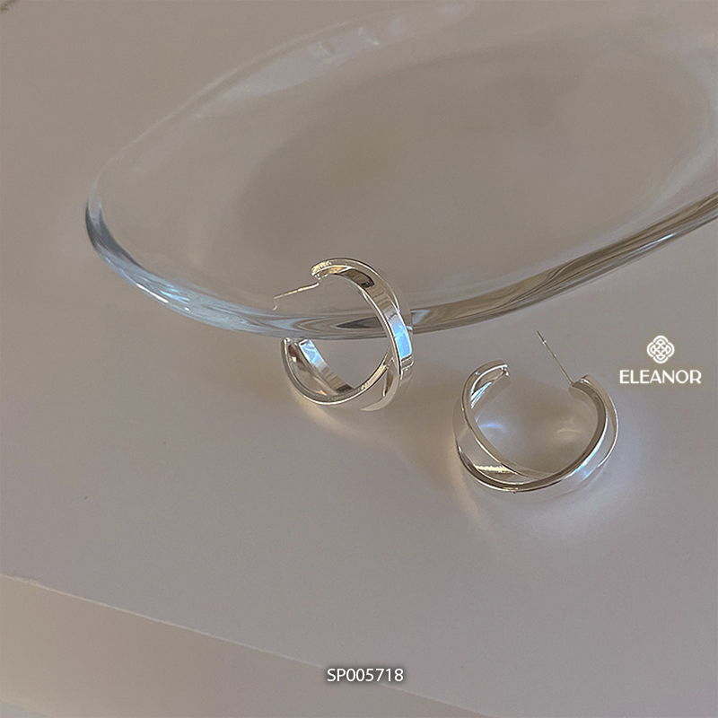 Bông tai nữ chuôi bạc 925 Eleanor Accessories viền trơn phong cách basic phụ kiện trang sức 5718