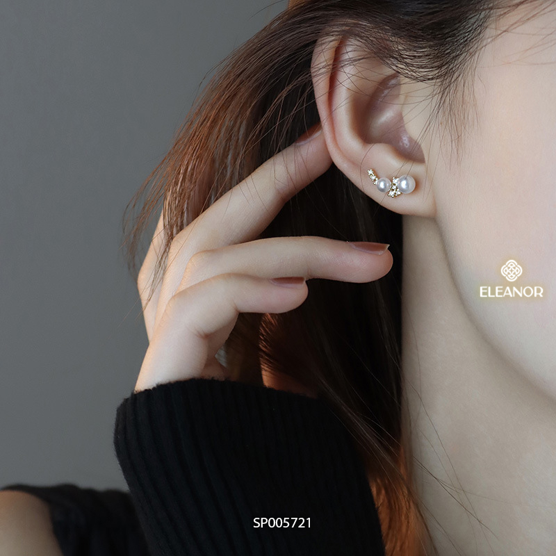 Bông tai nữ chuôi bạc 925 Eleanor Accessories đính đá ngọc trai nhân tạo phụ kiện trang sức 5721