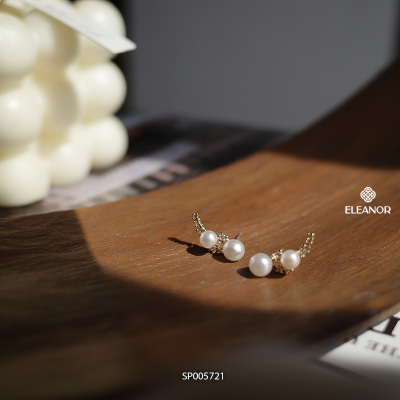 Bông tai nữ chuôi bạc 925 Eleanor Accessories đính đá ngọc trai nhân tạo phụ kiện trang sức 5721
