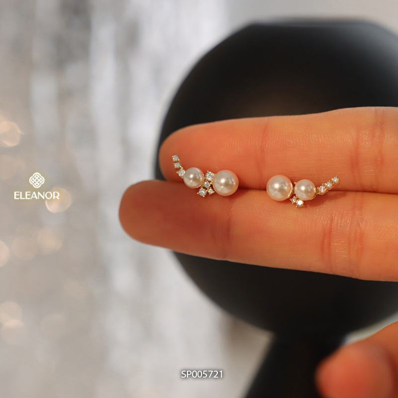 Bông tai nữ chuôi bạc 925 Eleanor Accessories đính đá ngọc trai nhân tạo phụ kiện trang sức 5721